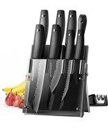 11pcs Kitchen Knife Set Knife Block Set with Sharpener Black, Japanese K... - £45.44 GBP