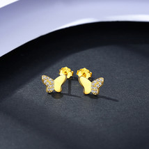 Butterfly Earrings Female S925 Silver Micro Zircon Earrings Exquisite Fairy Fact - £12.89 GBP