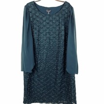 Connected Apparel Metallic Capelet Sheath Dress Plus Size 18W Green Part... - £19.77 GBP