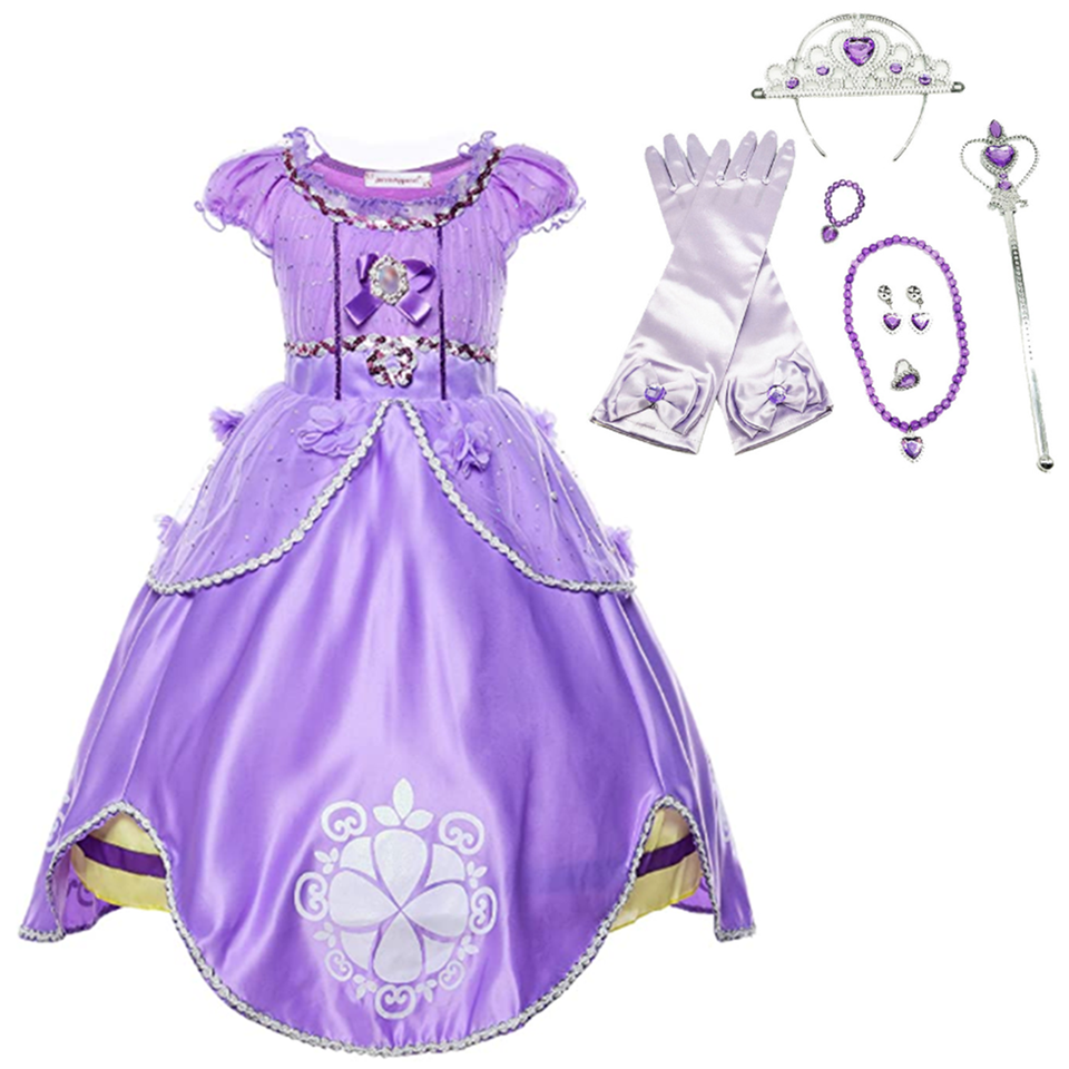 Princess Purple Sofia Costume Dress Party Kids Toddler For Girls Dress 10Pcs Set