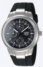 Casio Men's Multi-Dial Analog Watch EF305-1AV Leather Strap Water Resistant - €88,54 EUR