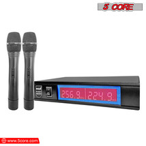 5Core VHF Dual Channel DIGITAL Wireless Microphone System Receiver &amp; 2x Hand Mic - $45.99