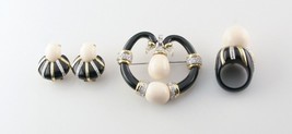 Chalcedony and Diamond 18k Yellow Gold Jewelry Set w/ Ring, Earrings, and Brooch - £6,839.40 GBP