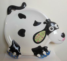 Smiling Dog Snack Plate  Black and White Ceramic - £11.07 GBP