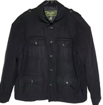 Eddie Bauer Men L Recycled Wool Blend Full Zip Black Outdoor Winter Warm... - $88.11