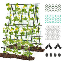 A-Frame Garden Cucumber Trellis with Netting for Climbing Plants Outdoor... - $1,911.92 MXN