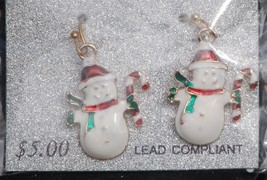 Season&#39;s Greetings Snowman Earrings Pierced Christmas Holiday NIP - £2.35 GBP