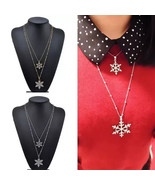 Boxed Gorgeous Snowflake Necklace Gold/Silver Double Strand Clear Crysta... - $284.64 MXN