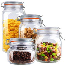 Home Basics 4 Piece Glass Canister Set, Clear - £26.07 GBP
