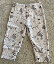 Child of Mine Boys Herringbone Light Gray Lion Elephant Jogger Pants 6-9 Months - $4.41