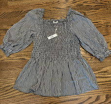 New Max Studio Women’s Puff Sleeve Smocked Gingham Top Size Large Nwt - £39.65 GBP