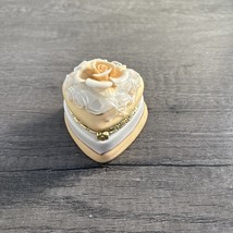 Heart Shaped Trinket-Jewelry Box Rose White Gold - $9.87