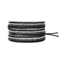 Stylish Native Black and Silver Plated Brass Two-Tone Wrap Bracelet - £18.11 GBP