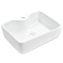 Rectangle Bathroom Vessel Sink Above Counter Porcelain 1 Hole Basin - £78.20 GBP