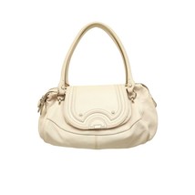 Calvin Klein White Leather Beige Stitching Satchel Bag Shoulder Flap top... - $177.21