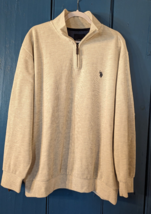 US POLO ASSN Pullover Knit Sweater Mens 2XL Mock Neck 1/4 Zip Ivory Beige - $14.45