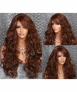 Beautiful Human hair Blend Auburn  mix Long Full Wig Heat Resistant 28&quot; ... - $1,678.11 MXN