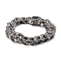 Vintage Gothic Style Male Bracelet Stainless Steel Black Clasp Charm Lucky Frien - £28.04 GBP