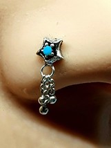 Nose Stud Turquoise Silver Exotic Star 3 Chain Balls 22g (0.6mm) 6mm Ball End - £13.65 GBP