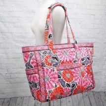 ❤️ VERA BRADLEY Cheery Blossoms Get Carried Away XL LARGE TOTE Red Pink ... - £50.31 GBP