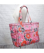 ❤️ VERA BRADLEY Cheery Blossoms Get Carried Away XL LARGE TOTE Red Pink ... - £50.21 GBP