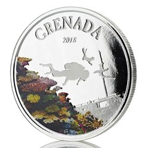 1 Oz Silver Coin 2018 EC8 Grenada $2 Scottsdale Mint Color Proof Diving ... - $127.40