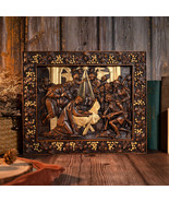 Nativity Scene Wood Carved Plaque, Natural Beech Solid Wood Religious Gift - $95.67 CAD+