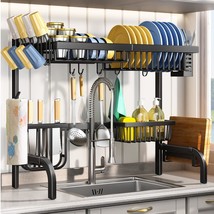 Over The Sink Dish Drying Rack, Adjustable (25.5 To 33.5 Inch) 2 Tier Metal Stee - £58.52 GBP