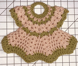 Vtg Crochet Dress Many Uses Potholder Trivet Wine Dish Bottle 8.5&quot; Handmade - £7.33 GBP