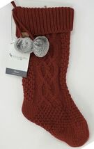 Koolaburra by UGG Home Cable Kit Dark Rich Red Christmas Stocking Pom Po... - $46.47
