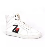 Zadig &amp; Voltaire Flash Leather Sneakers NEW White High Top Heart Logo Sz... - $203.09 CAD