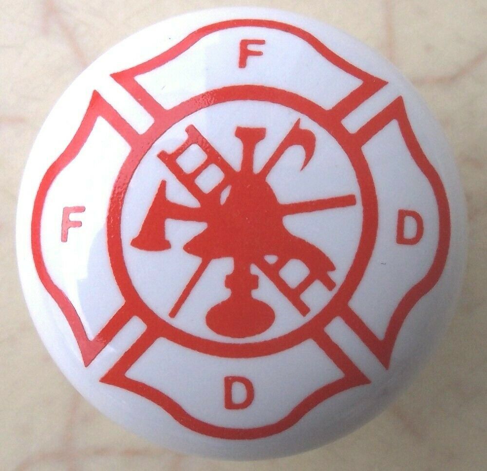 Ceramic Cabinet Knobs Fire Department Logo #2 Misc - $4.36