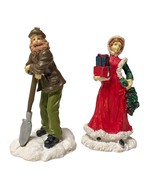 Mervyns Village Square Figurines Man w Shovel and Woman in Red Dress Gif... - $221.44 MXN
