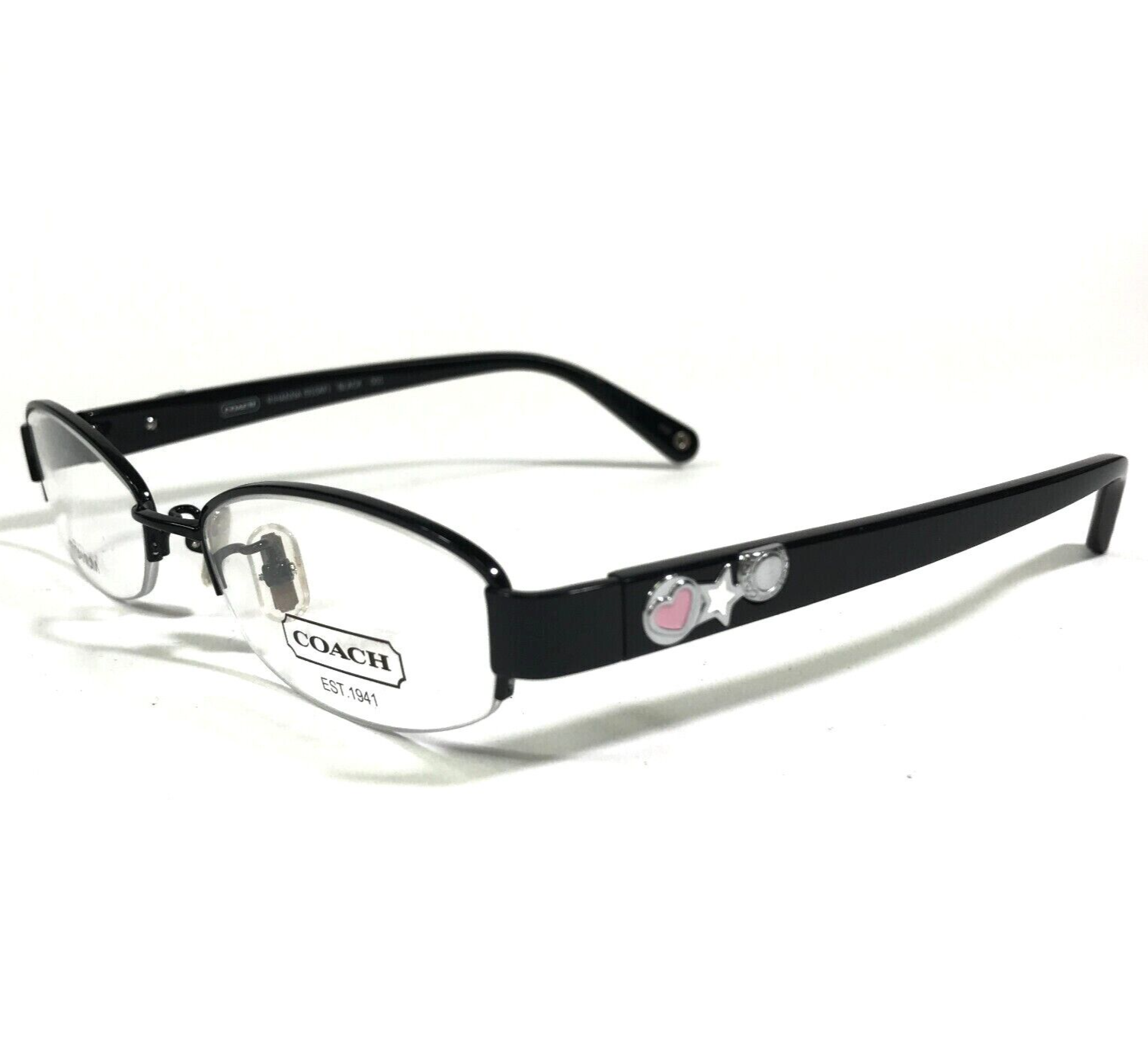 Coach Eyeglasses Frames RIHANNA 910AF BLACK 001 Stars Hearts Half Rim 51-17-135 - £51.18 GBP
