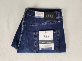 IZOD Dove Blue Sportsflex Slim Fit Straight Leg Denim Jeans 36X32 Mens I... - $28.99