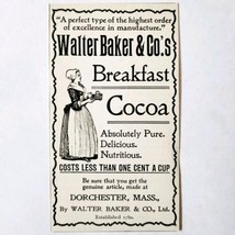 Walter Baker Breakfast Cocoa 1897 Advertisement Victorian Chocolate ADBN1A8 - £11.85 GBP