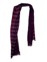 Eileen Fisher Women Scarf 100% Wool Fringe Hem Knitted Striped Purple One Size - £31.64 GBP