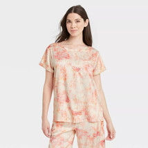 NWT Star Above Women&#39;s Tie-Dye Satin Pajama Top Shirt, Pink Coral, XXL - £5.16 GBP