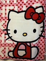 Vintage 1976 Hello Kitty Blanket by Sanrio Fleece Valentines Hearts 34x51 inches - £20.38 GBP