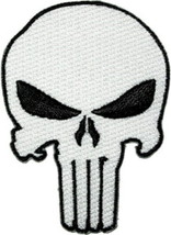Marvel Comics The Punisher White Skull Logo Die-Cut Embroidered Patch NEW UNUSED - £6.13 GBP