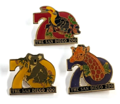 3 San Diego Zoo 70th Anniv Animal Pins Souvenir Giraffe Koala Bear Toucan Bird - £10.43 GBP