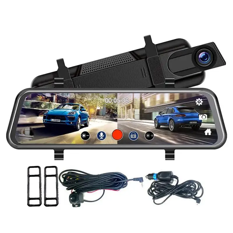 Car touch screen video recorder rearview mirror dash cam 1080p full hd driving recorder thumb200