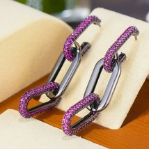 New Trendy Link Chain Earrings For Women Wedding Party Dubai Bridal Jewe... - £30.16 GBP