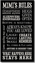 My Word! Mimi&#39;S Rules Decorative Sign, Black With Cream Lettering, 8.5X16 - $41.99