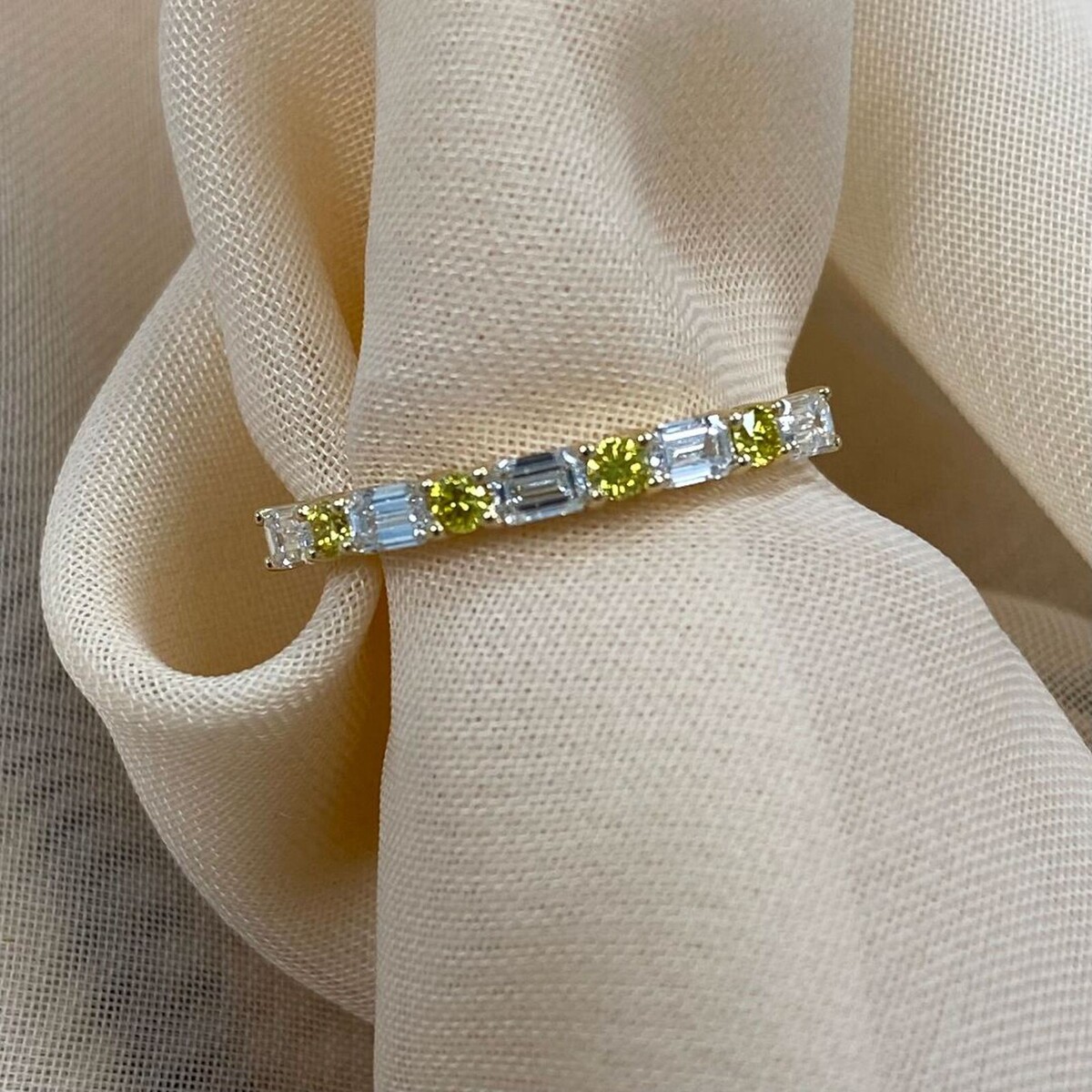 0.50 Ct Round Emerald Lab Grown Diamond Wedding Band 14k Yellow Gold (9 ... - $997.95