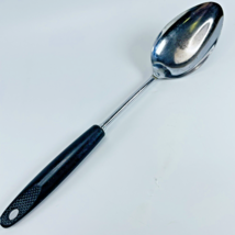 Ekco Chromium Plated Solid Serving Spoon Stirring Utensil Black Handle Vtg Mcm - £6.11 GBP