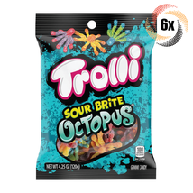 6x Bags Trolli Sour Brite Octopus Flavor Gummi Candy | 4.25oz | Fast Shipping! - £18.17 GBP