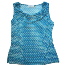 Calvin Klein Blue &amp; White Textured Sleeveless Top Womens Petite Medium - €14,80 EUR