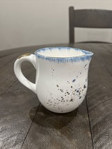 Anthropologie Suite One Studio Blue Ceramic Coffee Creamer Gold Splatter - $17.81