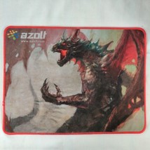 12.5&quot; x 9.5&quot; Vtg Azolt Green Red DRAGON Play Computer Mouse Mat Neoprene - $17.81